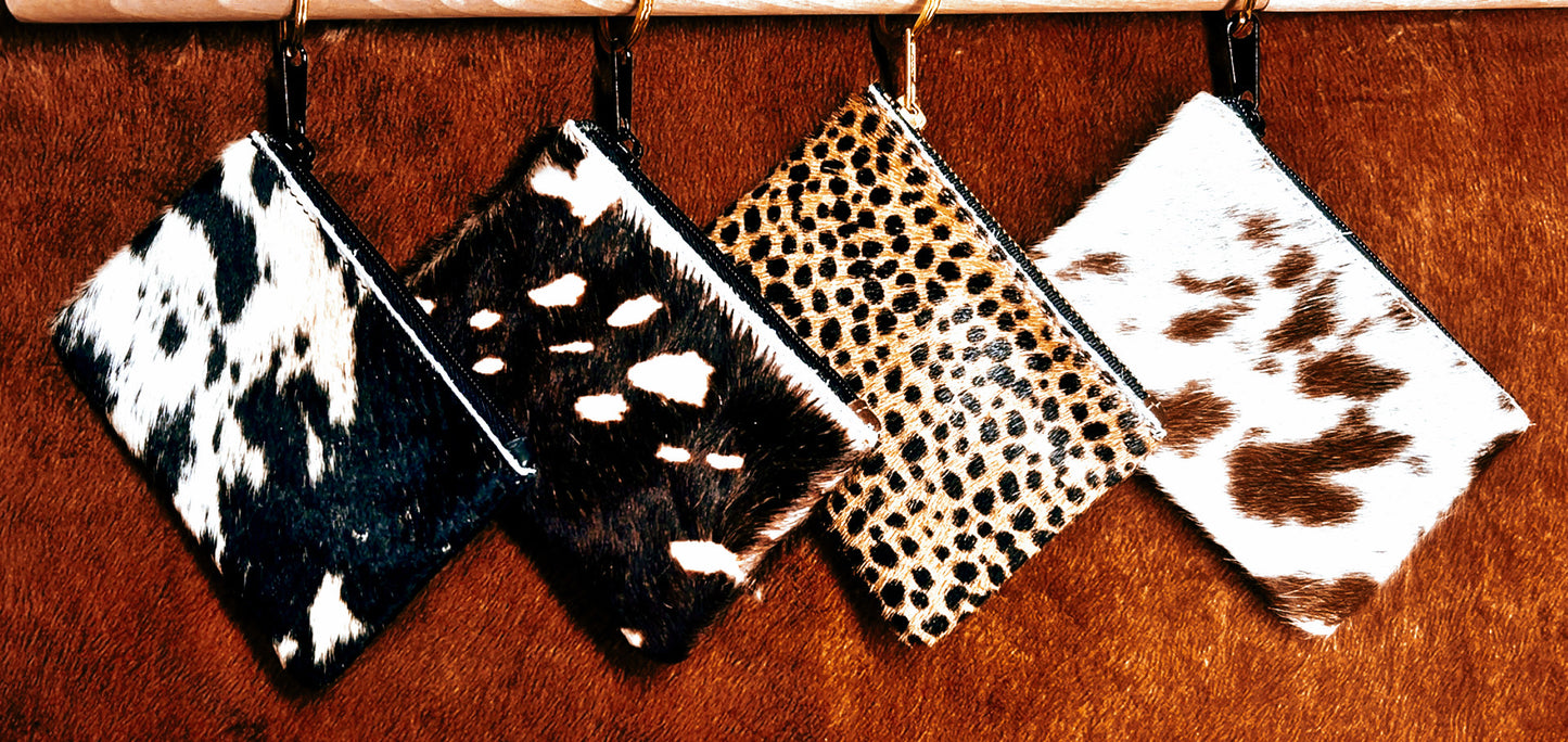 Cowhide Mini Zipper Pouch